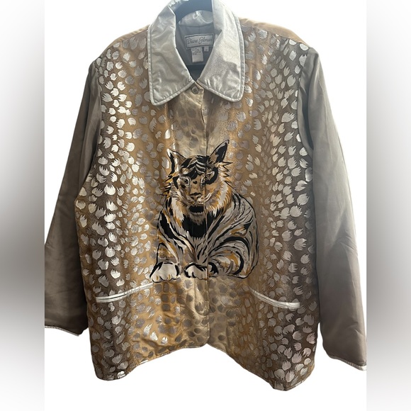 Diane Gilman Jackets & Blazers - Diane Gilman Tiger Cat 100% Silk Jacket Vintage 80s/ 90s 2X